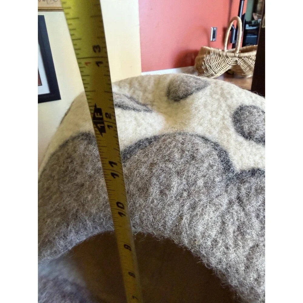 Large Cat Cave Premium Felted Organic Wool Bed Eco Kitty Gray Flower Whimsy